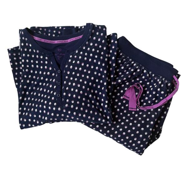 Betsy Johnson Womens Dark Blue Polka Dots 2 Piece Pajama Set Size XLarge XL - Picture 1 of 11